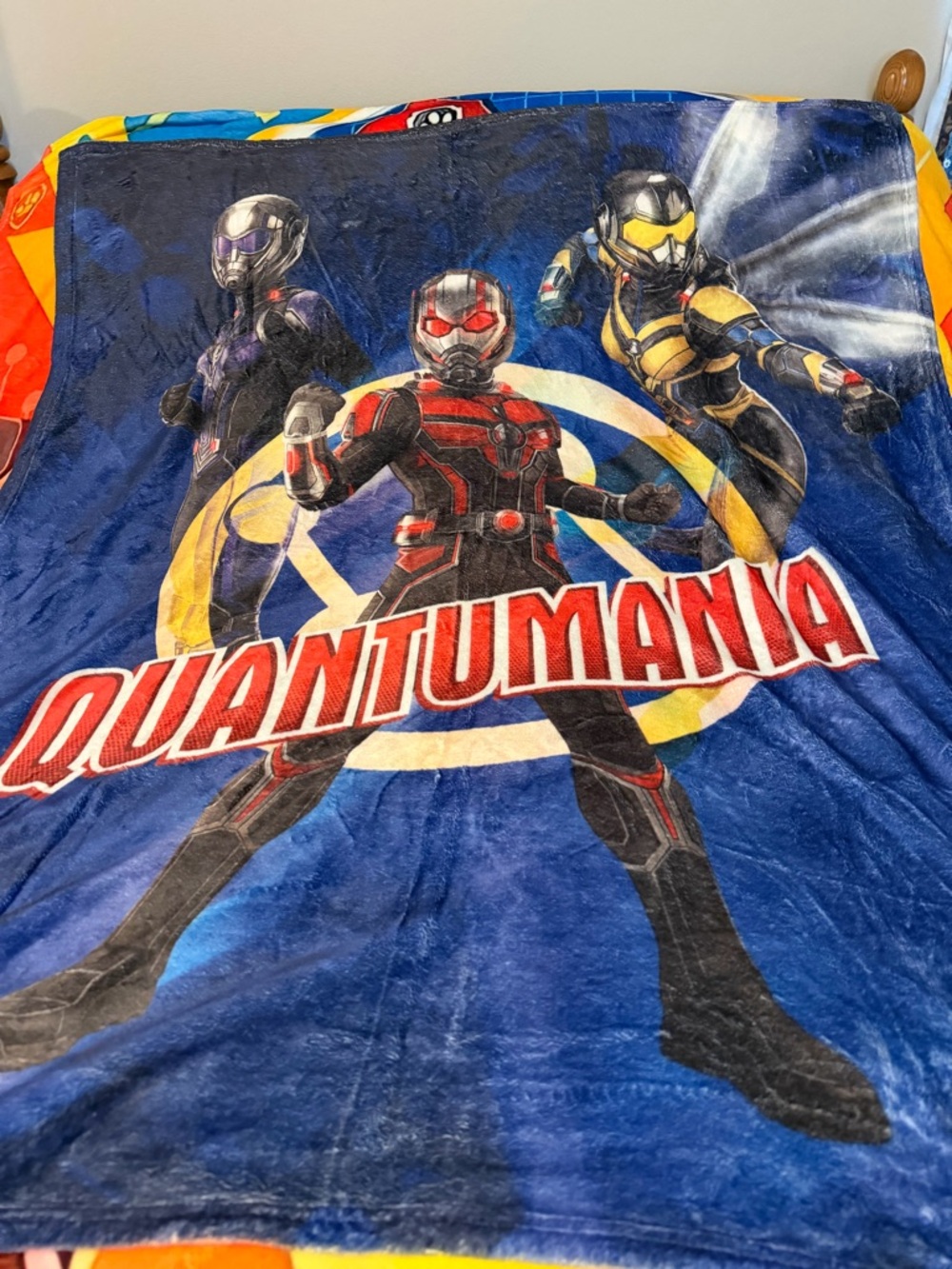 Quantumania Character Plush Throw Blanket - Blue Red Yellow
